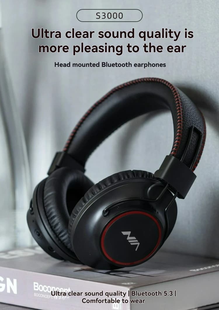 Bluetooth 5.3 Wireless Headphones with Noise Cancellation, Integrated Microphone, Over-Ear Headphones for Sport and Gaming