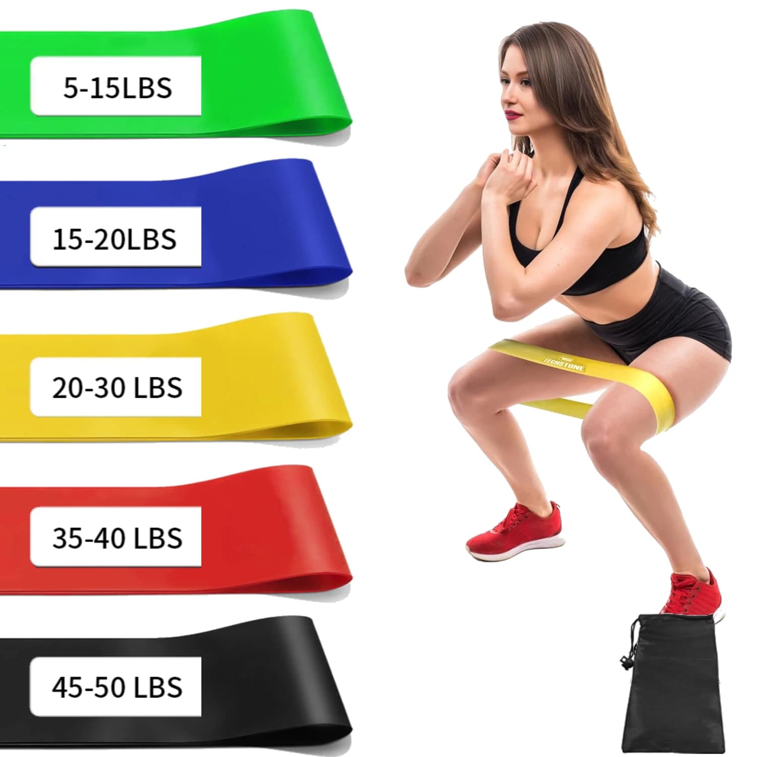 Elastic band for Pilates Yoga Starter Set of 5 elastic bands for boot legs