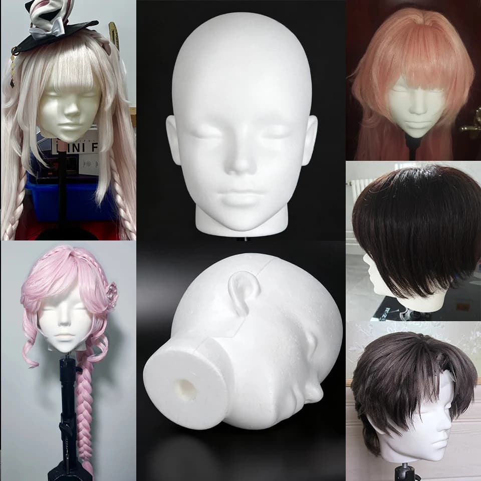 Anime Foam Mannequin Head Stable Lightweight Wig Display Stand for Jewelry Headwear Hat Display Stand Manikin Foam Head Model
