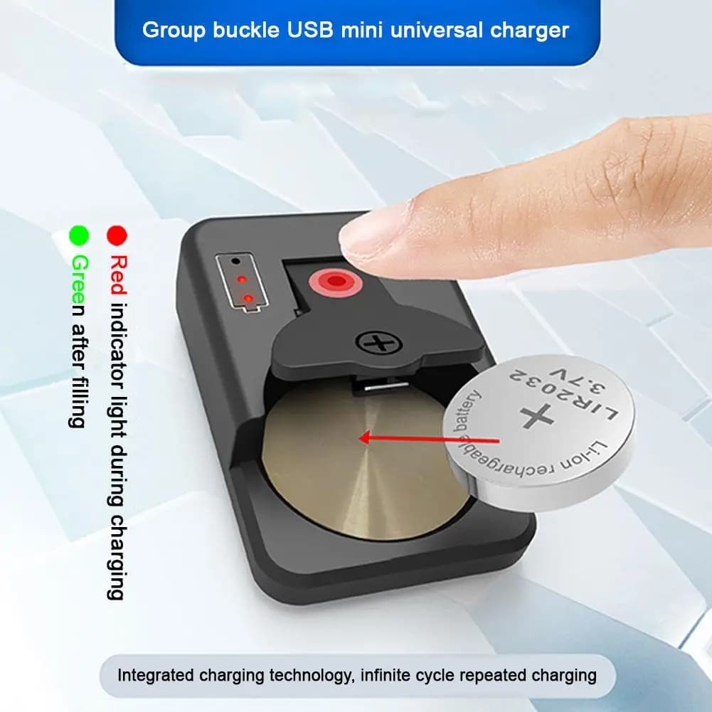 New charger button with universal LED indicator for LIR2016 LIR2025 LIR2032 portable charger accessories