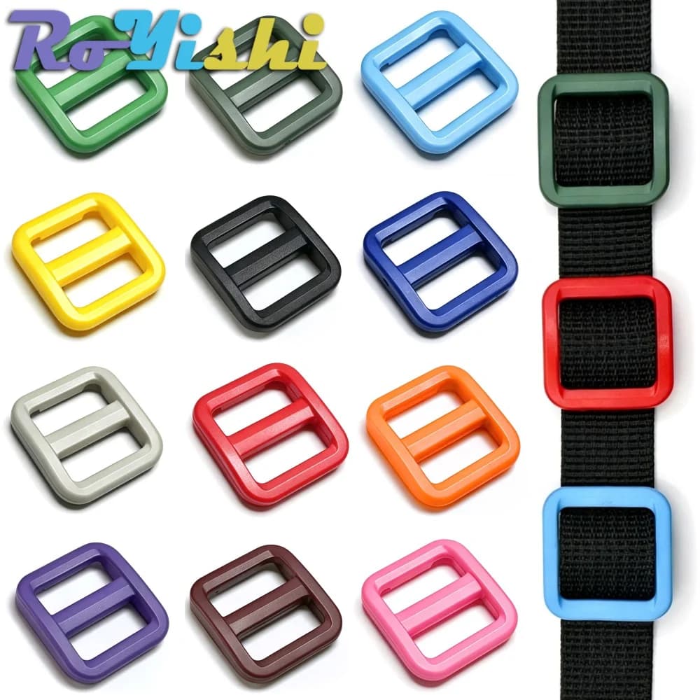 12 pz/pacco 5/8 "Triglides colorati regolano la fibbia per la cinghia dello zaino dell'imbracatura del collare del cane 15mm