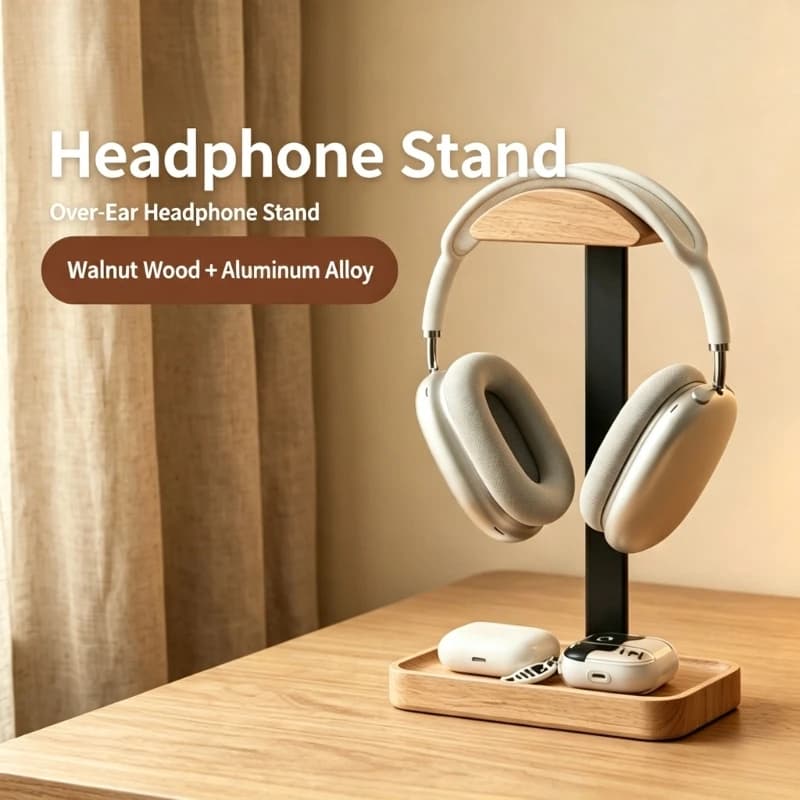 Headphone Stand, Headset Stand for Desk, Universal Headphone Holder with Storage Base for Most Headphone Models