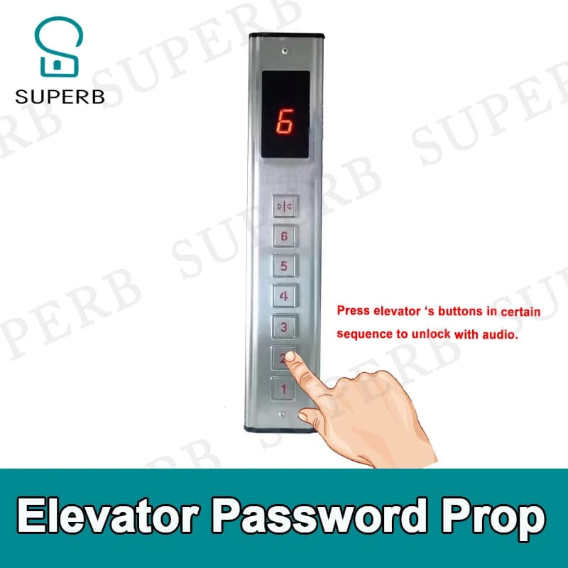 Superbo escpae room puntello di gioco nella vita reale Password dell'ascensore Ingresso puntello password corretta per realizzare lo schermo da 1 a 6 per sbloccare