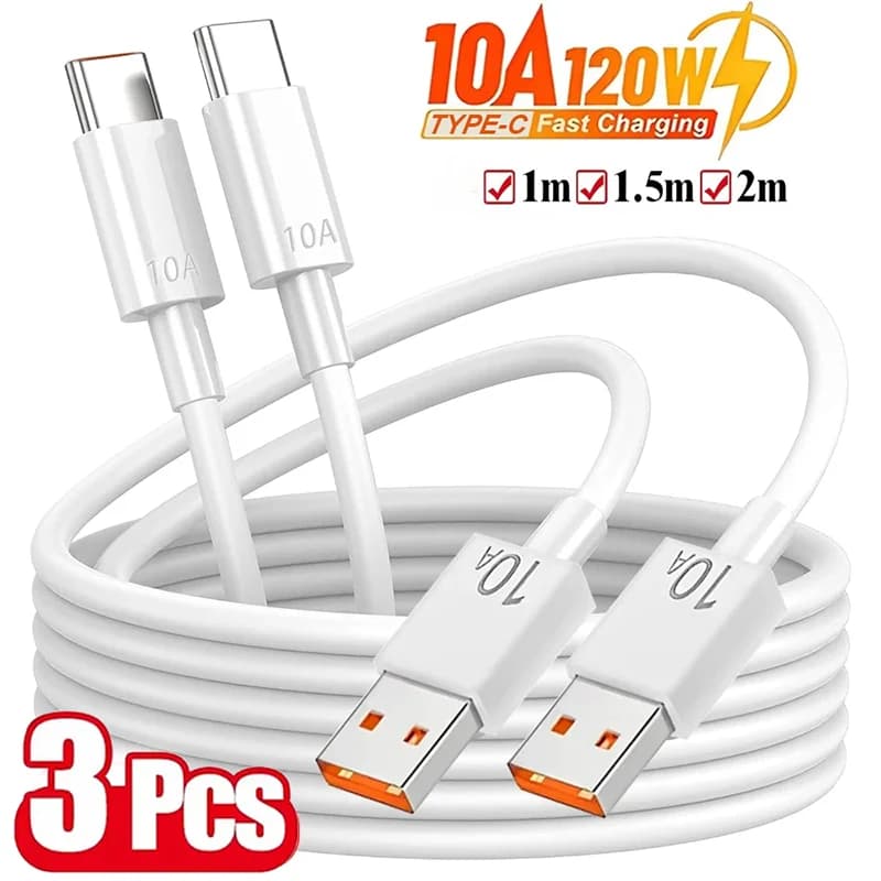1/1.5/2M 120W 10A Cable Super Fast Charging USB To Type-C For Android Highspeed Data Transfer Cable For Xiaomi 17 Cable 1/2/3Pcs