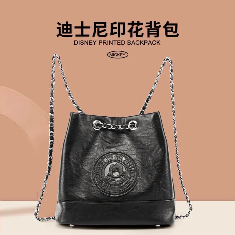 Genuine Disney Purses And Handbags Original Case High Sense Large Capacity Printed Chain Backpack Temperament Women Bucket Bag 3