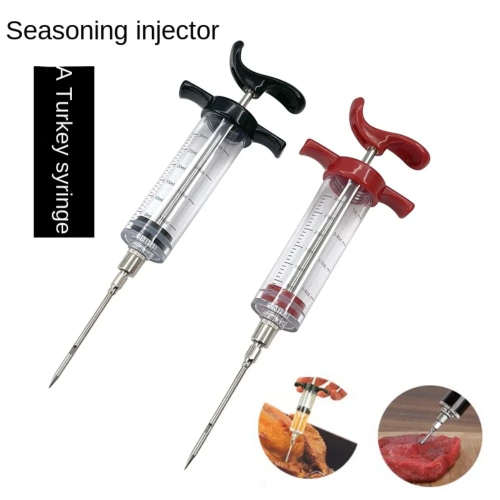 Con 3 aghi in acciaio inossidabile Set di siringhe per spezie siringa per carne per barbecue in PP per uso alimentare siringa per marinata per salsa da cucina per la casa all'aperto