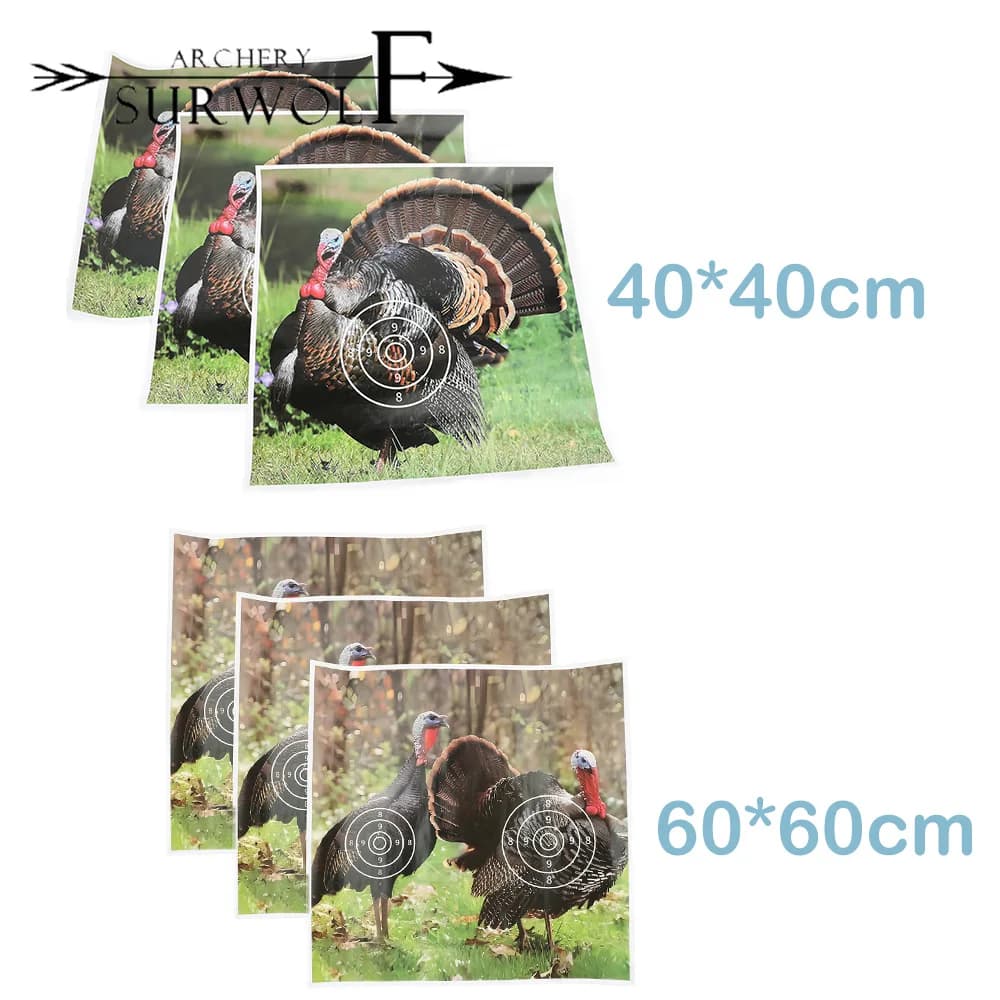 10pcs Archery Turkey Target Paper 40*40/60*60cm Coated Paper for Bow and Arrow Aiming Shooting Hunting Bow Accessories