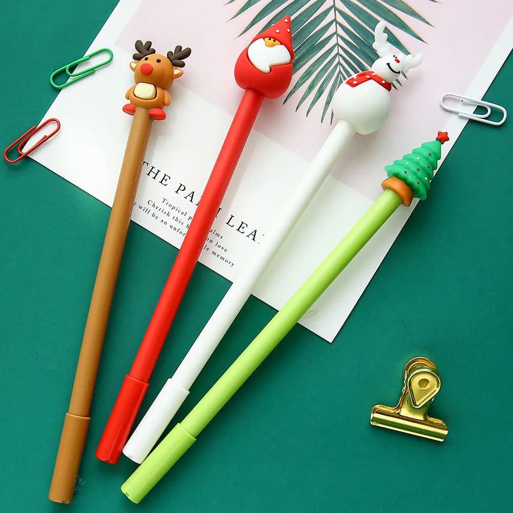6Pcs Student Gel Pens Christmas Elements Black Ink Writing Drawing School Office Supplies Note Taking Lovely Gel Pens