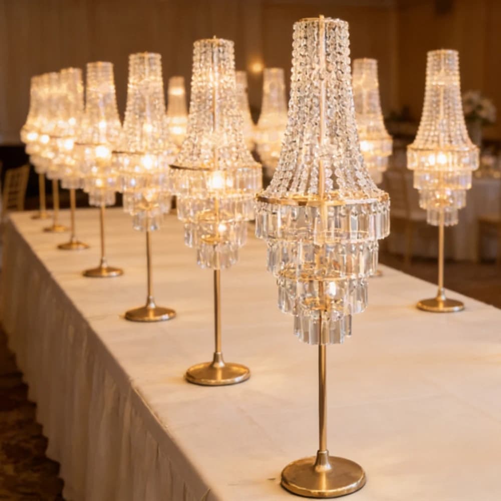 Candelabri in Cristallo da 100-120 cm, Set da 5 Pezzi, Portacandele, Lampade, Centrotavola per Matrimoni