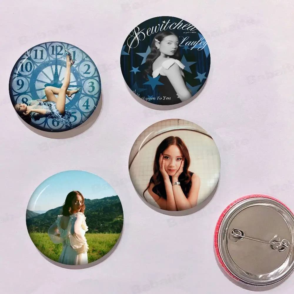 Pop Singer L-LaufeyS Cartoon Brooches Anime Badge Round Handmade Brooch Lapel Pins Jewelry for Backpack Clothes Gifts