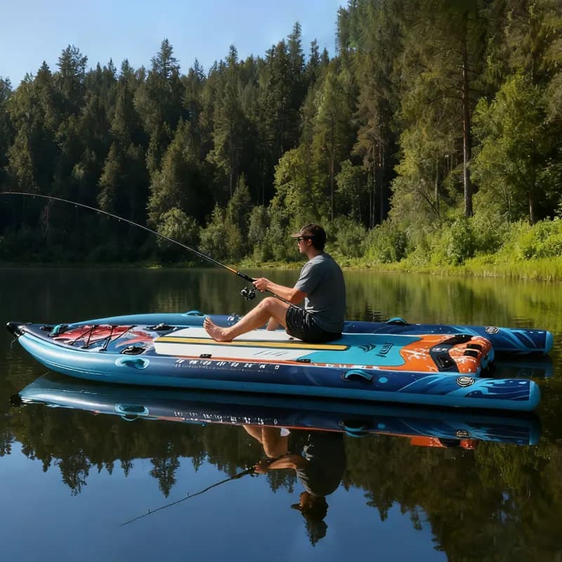 Kayak Gonfiabile Portatile a Pedali per la Pesca, Canoa Gonfiabile con Pagaie per la Pesca e il Surf