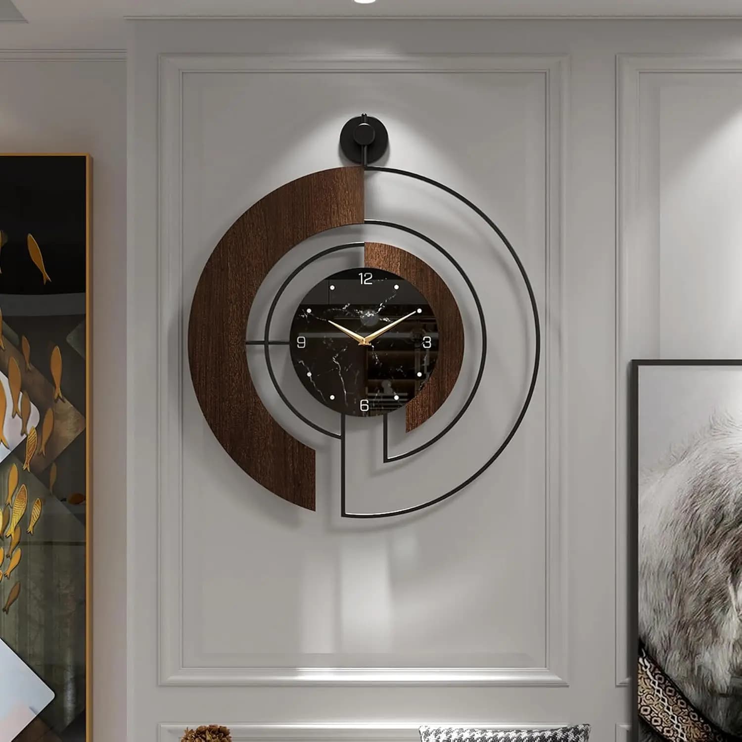 Grande Orologio da Parete con Quadrante in Marmo Noce, Silenzioso Senza Ticchettio per Soggiorno e Camera da Letto, Regalo Moderno per la Casa