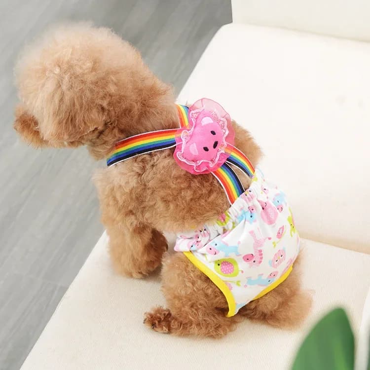 Pettorina regolabile per cani Teddy Bichon Pantaloni sanitari Calore per cani femminili Anti-Harassamento Biancheria intima di sicurezza Mutandine fisiologiche per animali domestici