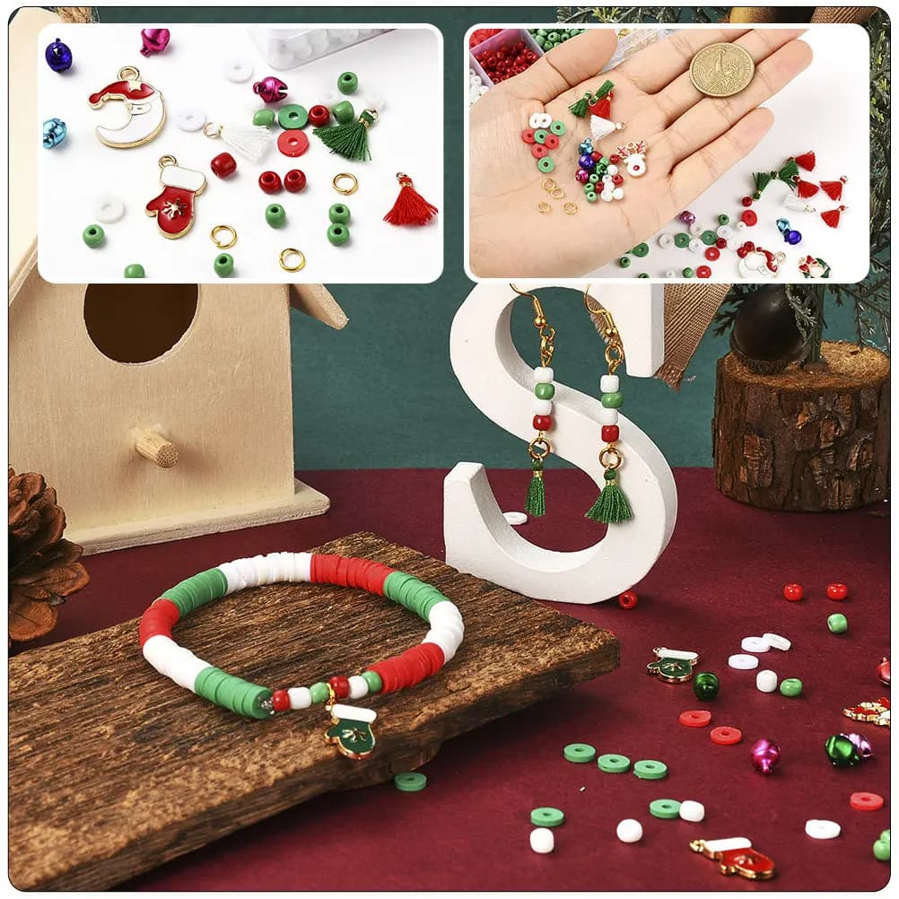 1 set di perline in argilla morbida, kit per la creazione di gioielli fai da te, materiali per orecchini natalizi, accessori unici fatti a mano per donne alla moda