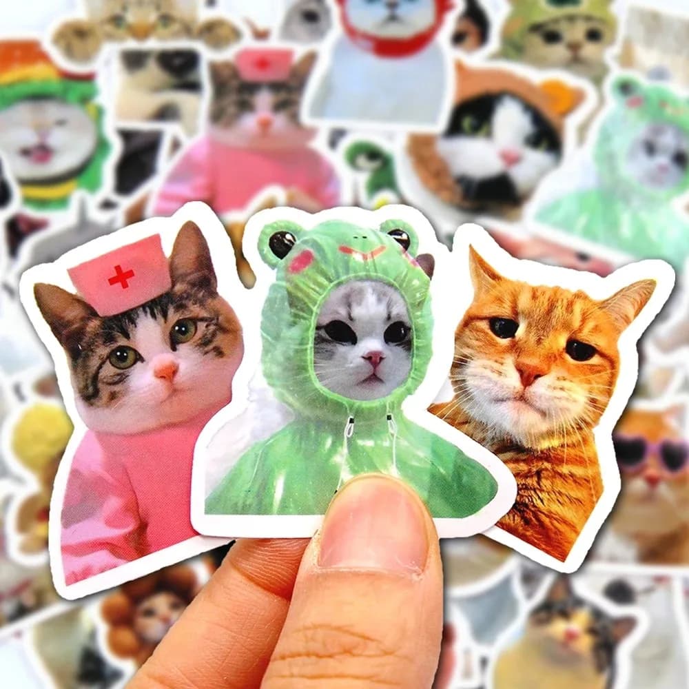 50 pezzi adesivi gatti divertenti cartoni animati decalcomanie carine giocattolo cancelleria chitarra telefono bicicletta laptop bagagli auto graffiti adesivo per bambini
