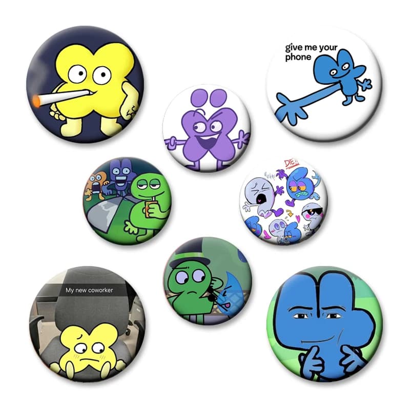 58mm Nuovo Bfb X e Quattro Spilla Creativa Spille Lecca-lecca 4X Firey Fanart Meme Distintivo In Metallo per Borsa Abbigliamento Accessori Regali