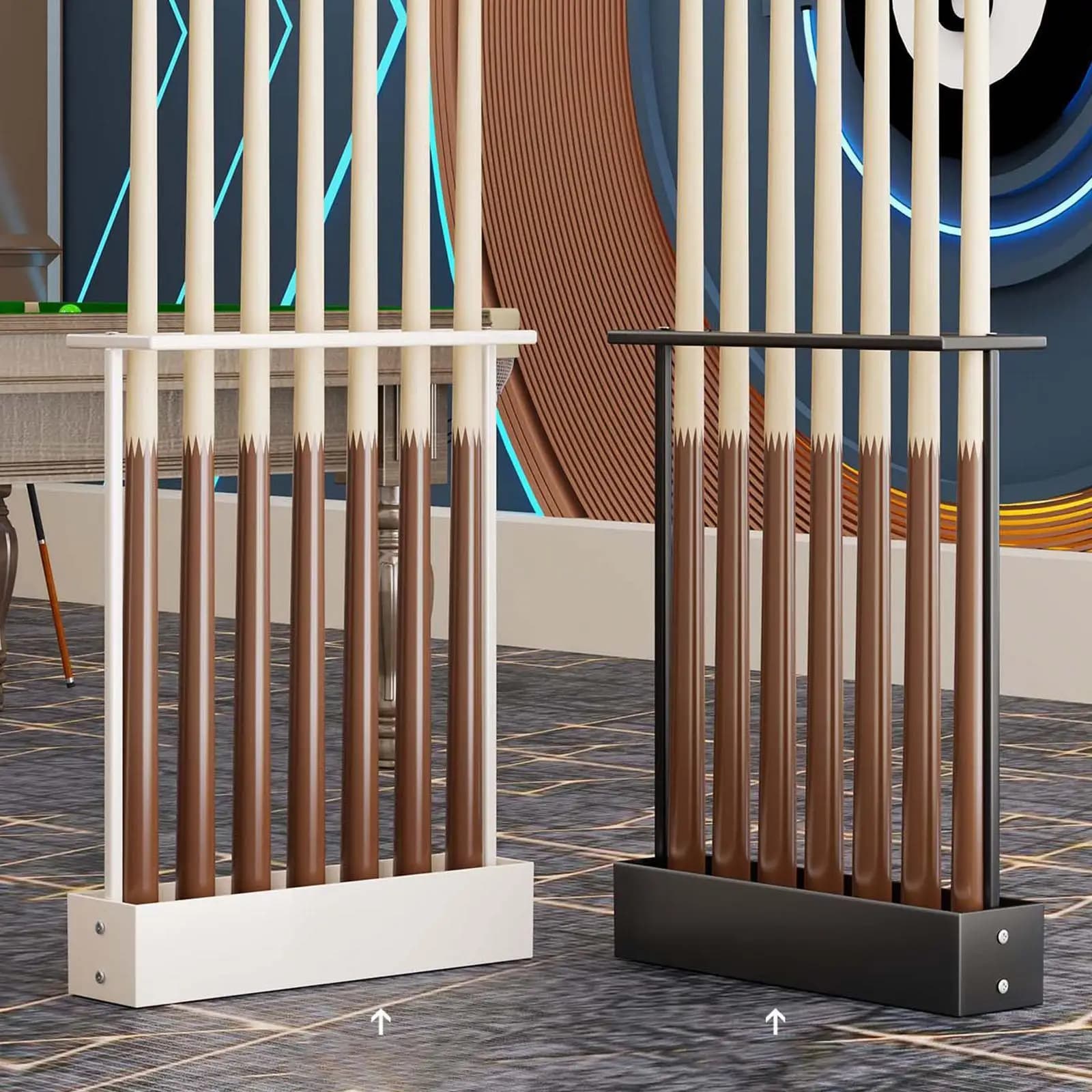 Floor stand for billiard stick, stable, practical and robust, gift for player, support for kettlebell, organizer, support for billiard stick
