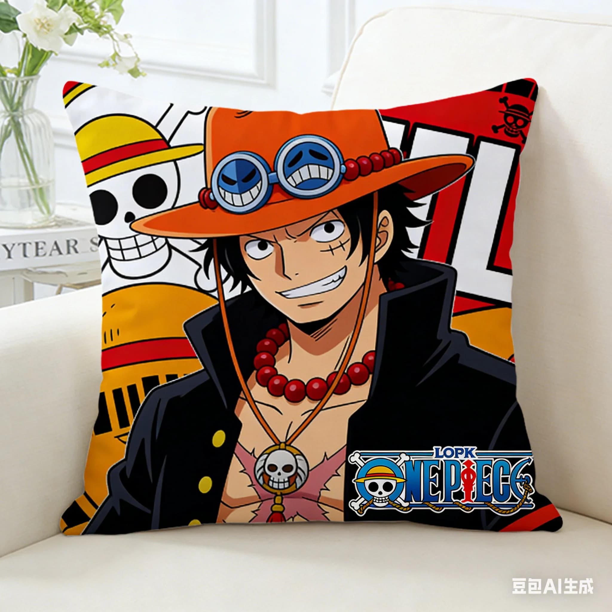 Pillow pillow case with Anime One Piece pattern, single, for sleeping and as decorative cushion cover on the sofa in the living room and bedroom