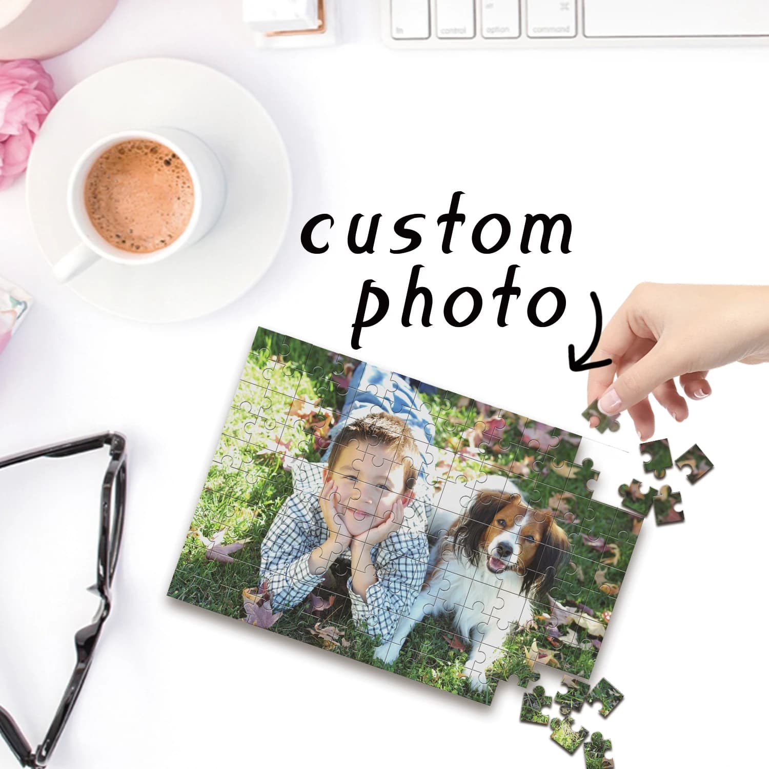 35/150/300/500/1000 pezzi cane e bambino Foto personalizzata Personalizzata FAI DA TE Foto personalizzata Ritratto Puzzle Puzzle di decompressione personalizzato