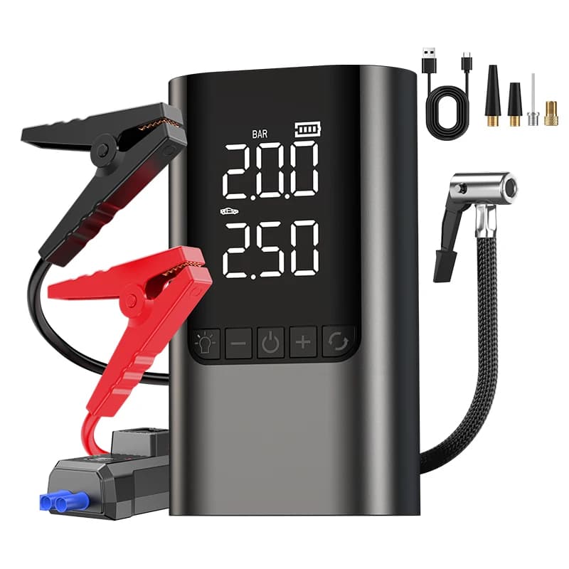 Gonfiatore portatile per pneumatici con pompa d'aria portatile 4 in 1 da 6000/10000 mAh con booster per auto con avviamento di emergenza