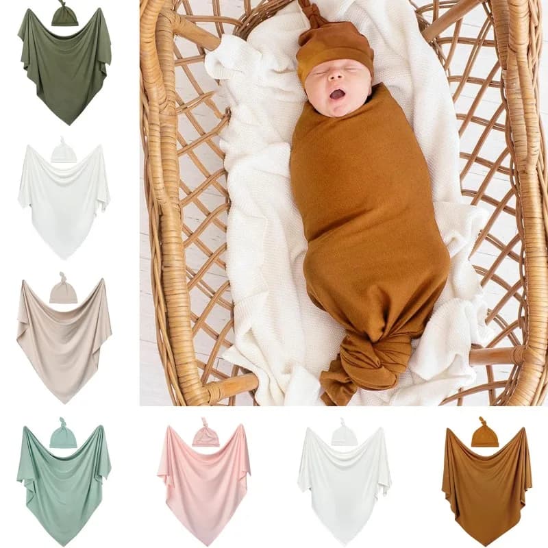 Simplicity Solid color Newborn Photography Covered Beanie Set Newborn Soft Cotton Cover Changing Mat Accessories for photo