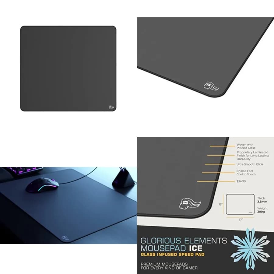 Tappetino per Mouse Elements - Mousepad XL - Tappetino da Scrivania in Tessuto Flessibile con Infusione di Vetro per Gaming Veloce 15x17