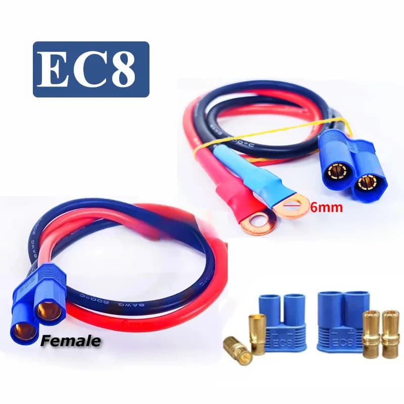 Cavo in Silicone EC8 a Terminali da 6mm 8AWG, Connettore Batteria Maschio/Femmina per Avviamento Auto EC8 e Aeromodelli