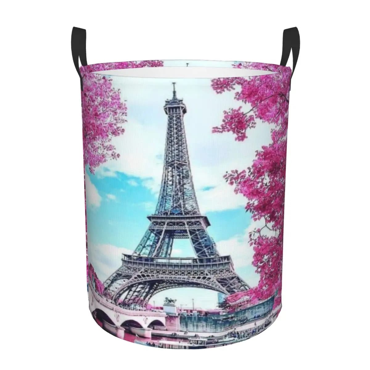Personalized Folding Wallet with Eiffel Tower and Floral Patterns, Romantic Landscape of Paris, Children's Toys and Dresses