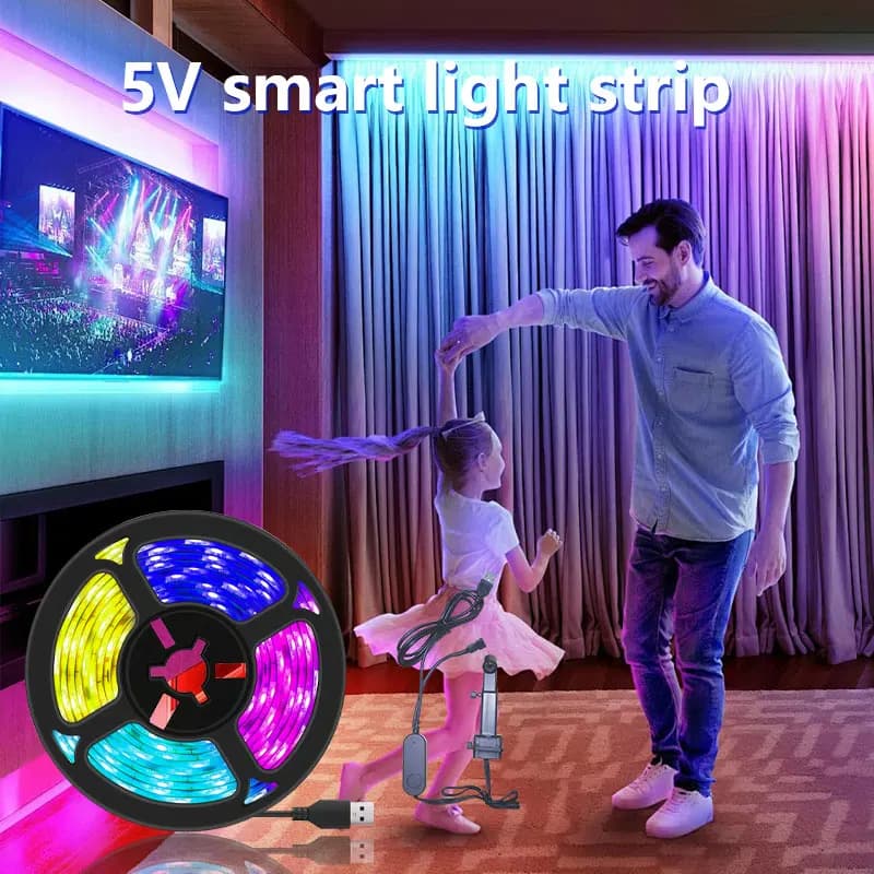 Striscia LED STTL per Smart TV 2.5M RGB Alimentata via USB con Telecomando, Retroilluminazione TV Sincronizzata con Frequenza HDMI, Luce Ambientale