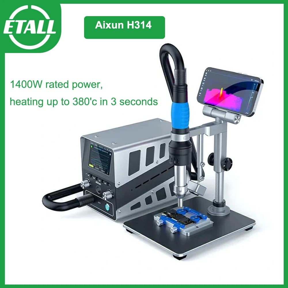 Stazione dissaldante per pistola ad aria calda ad alta potenza digitale intelligente H314 1400W per stazione di riscaldamento di rilavorazione di riparazione PCB SMD BGA