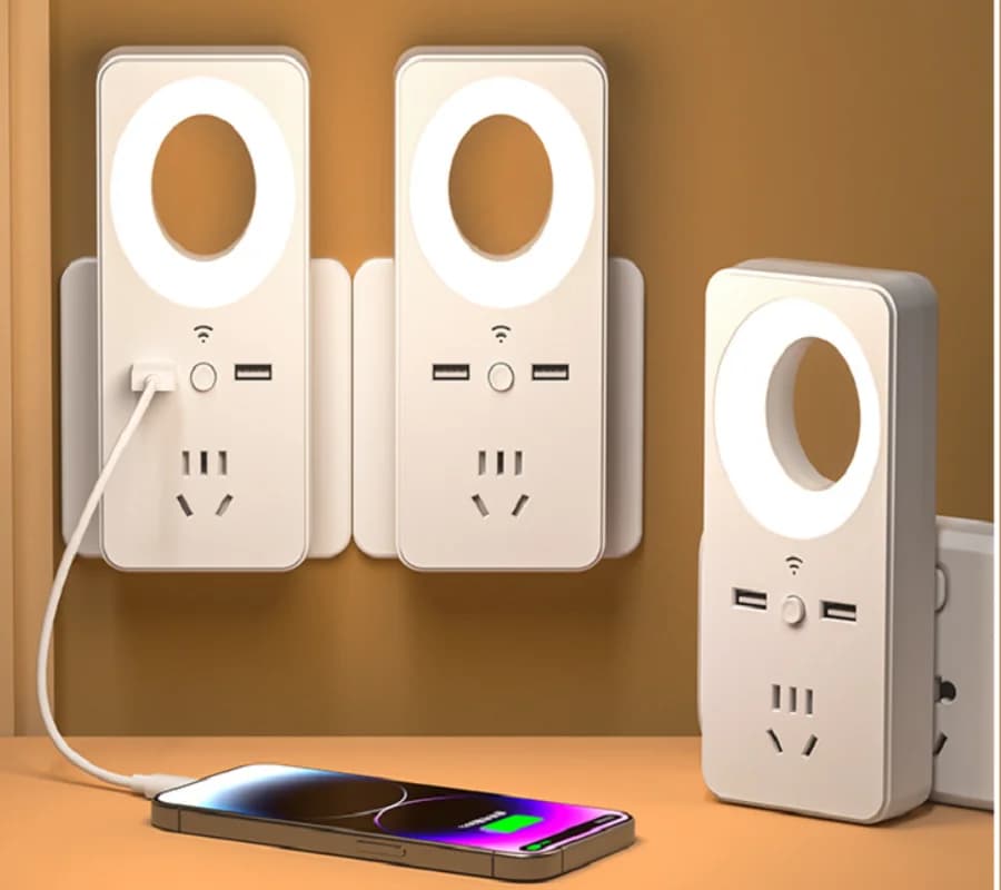 Voice Control Night Light Socket Converter USB Plug-in Board Dormitory Eye protection Lamp LED Desk Lamp Socket Wall Lamp