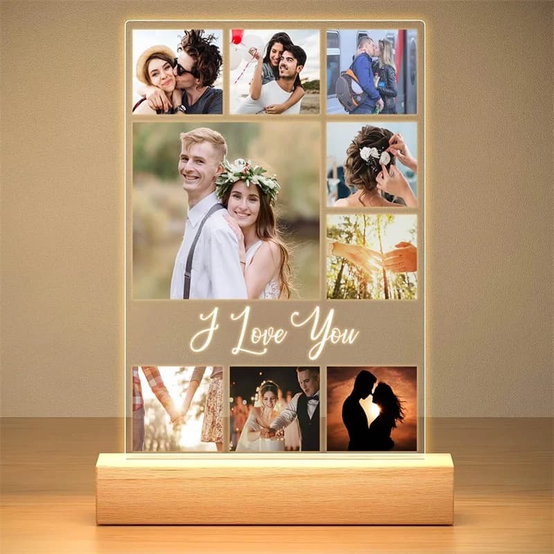 Cornice personalizzata con foto Cornice per foto personalizzata con luce notturna Cornici per foto personalizzabili Regali di compleanno di Natale