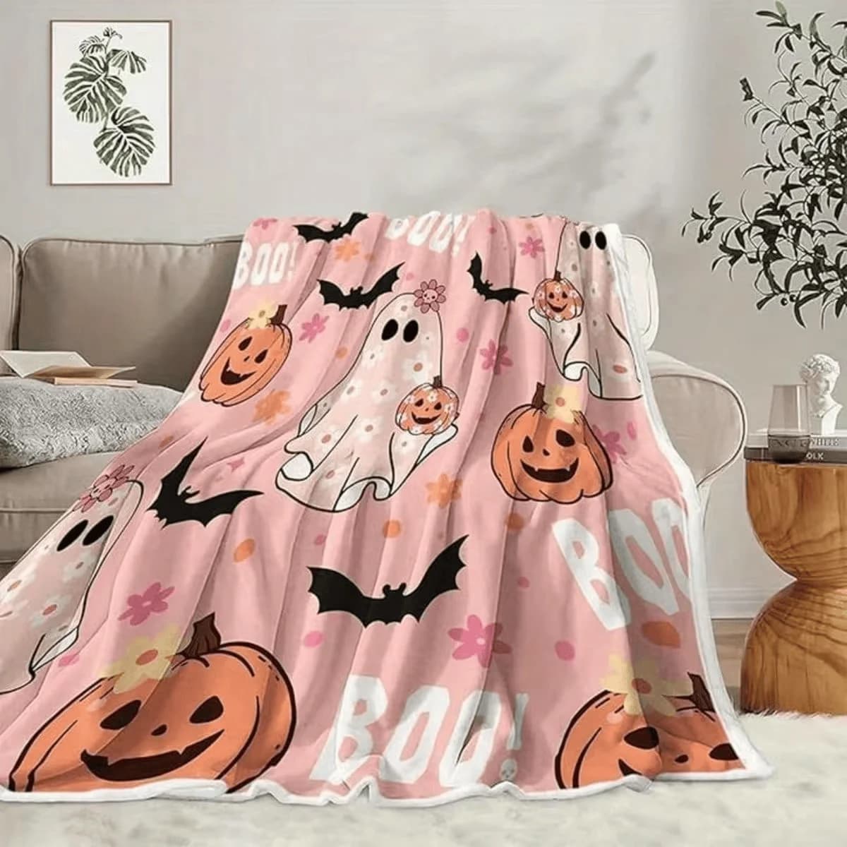 Newest Blanket Halloween Pumpkin Ghost Witch Hat Print Flannel Blanket Cute Holiday Soft Warm Sofa Bed Throw Holiday gifts