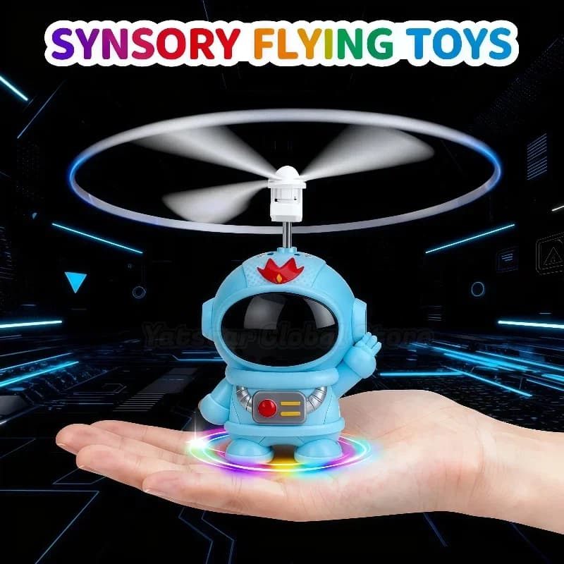 Creativo Mini astronauta Drone Cartoon Spaceman Flying Robot Toys con ricarica USB elicottero per il controllo della mano regali per bambini