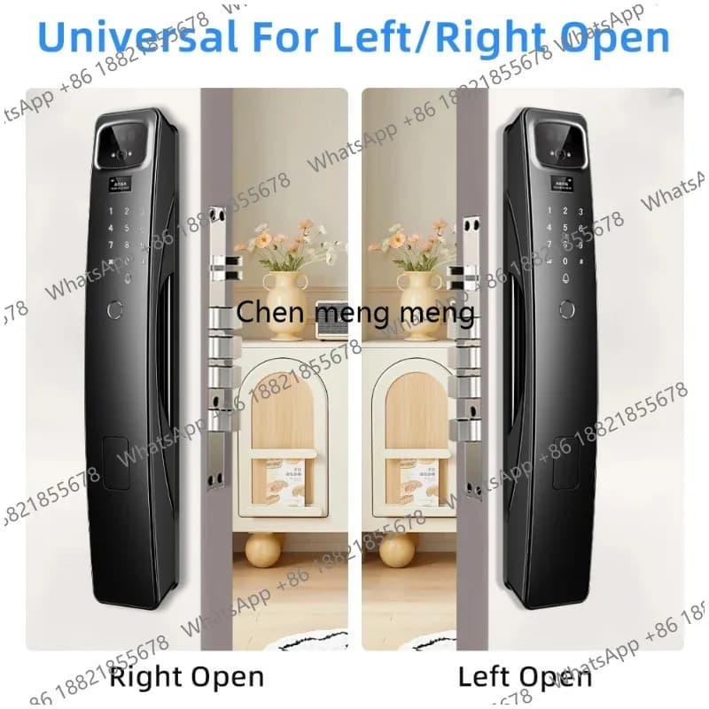 Serratura Intelligente BN1 Tuya WiFi con Riconoscimento del Palmo della Mano, Riconoscimento Facciale, Impronta Digitale e Videochiamata, 2 Batterie al Litio