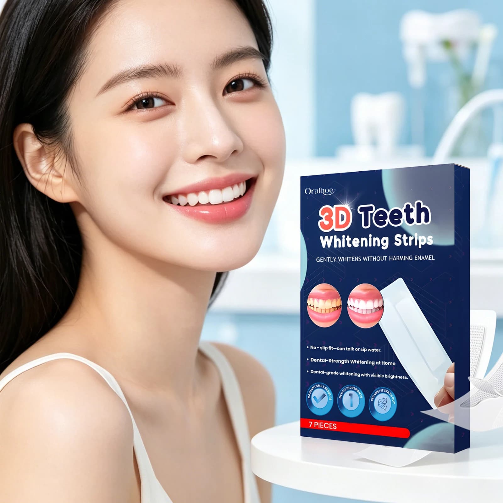 Teeth Whitening Strips Supports Surface Cleansing Yellow Teeth Stain Removal Enhance Tooth Brightening Fresh Breath Oral Care
