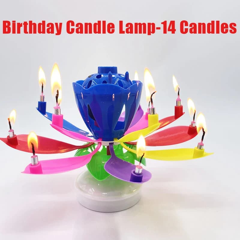 2026 Candele musicali rotanti con canzone di buon compleanno Lotus Festa di compleanno Set di candele elettroniche colorate a doppio strato con lampada di loto