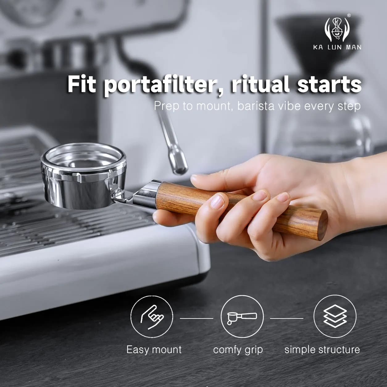 58mm 2‑Lugs Bottomless Portafilter, Flat Base No Tamping Stand Needed, Naked Visual Extraction for GAGGIA Espresso Machine
