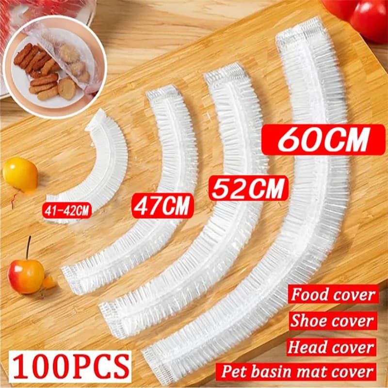 50 Pieces Food Cover Use And Drop Plastic Wrap Fruit Plastic Bags And Vegetables For Food Plastic Bags Elastic Plastic Organizer