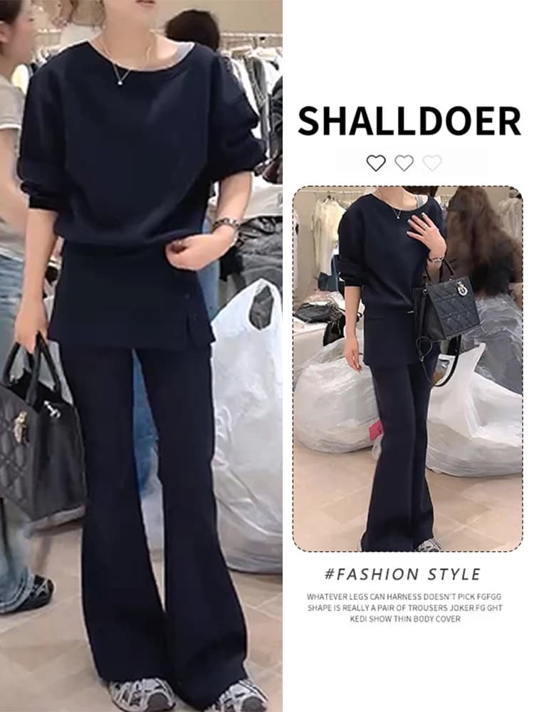 Spring Autumn Women's Long Sleeve Hoodie And High Waist Skirt Set Casual Fashion Color Block Outfit Comfortable Loose Fit