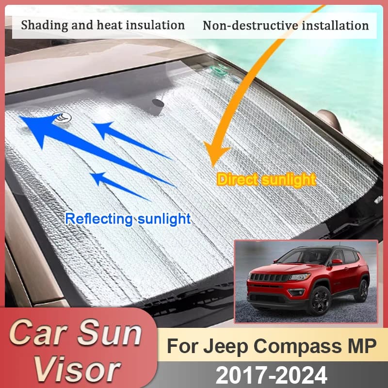 Parasole per Auto Jeep Compass Accessori MP 552 2024 2023 2022 2021-2017, Copertura Parasole per Parabrezza e Finestrini Laterali