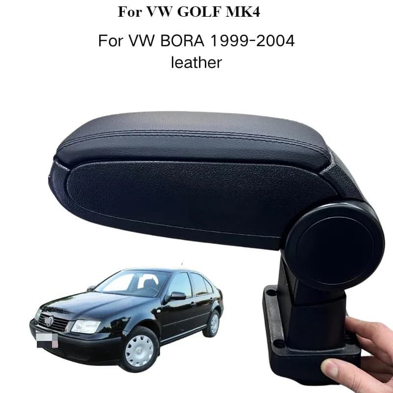 Per VW BORA 1999-2004: Scatola portaoggetti in pelle su misura per bracciolo console centrale - Accessorio premium per interni auto