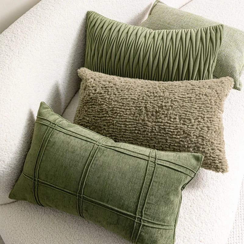 Minimalist Nordic Style Sofa Green Lumbar Pillow Cover for Car and Office Cushion