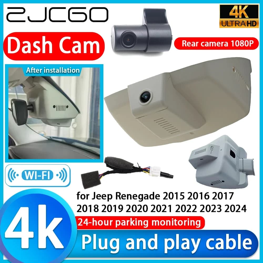 ZJCGO for Jeep Renegade 2015-2024 Video Recorder 4K UHD Plug and Play DVR Dash Cam