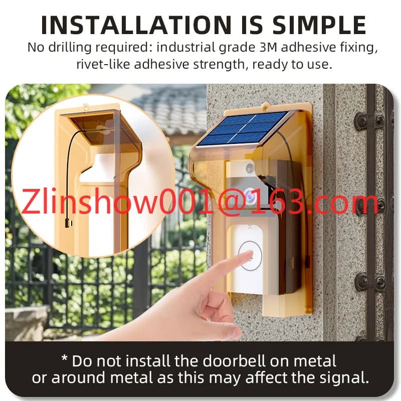 High definition wireless video doorbell with solar rain cover smart doorbell voice-changing intercom surveillance camera