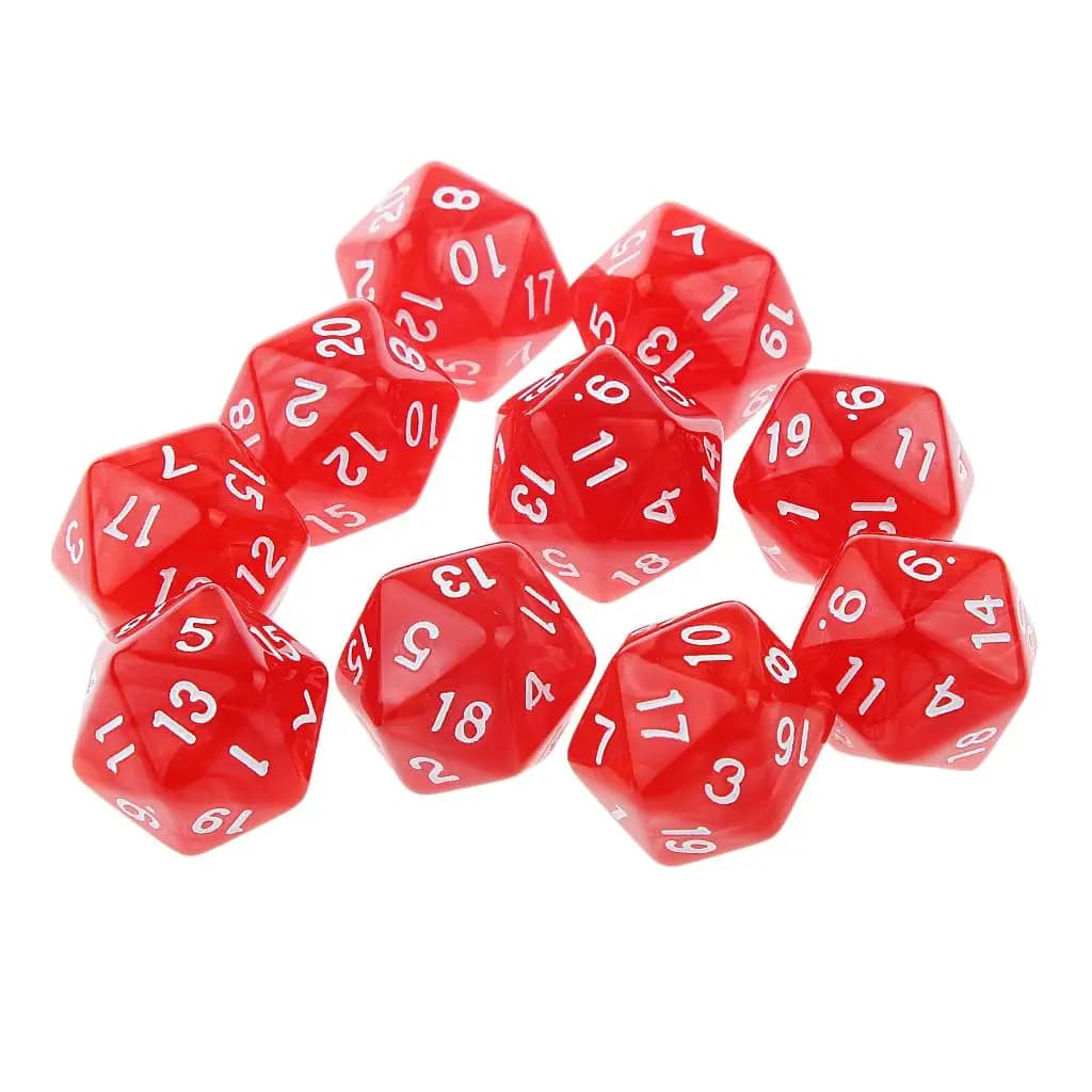 Accessori per giochi da tavolo da tavolo con numeri sfusi poliedrici in plastica a 20 lati per, confezione da 10