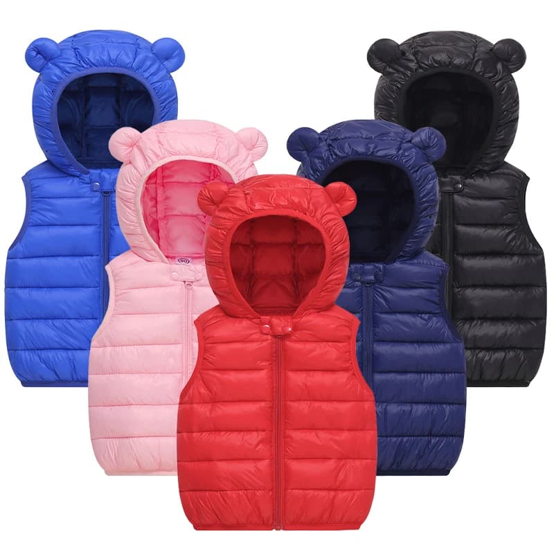 Nuovo Gilet Imbottito Caldo per Bambini e Bambine, Autunno Inverno, in Cotone con Orecchie, Abbigliamento Esterno per Bambini, Giacca con Cappuccio