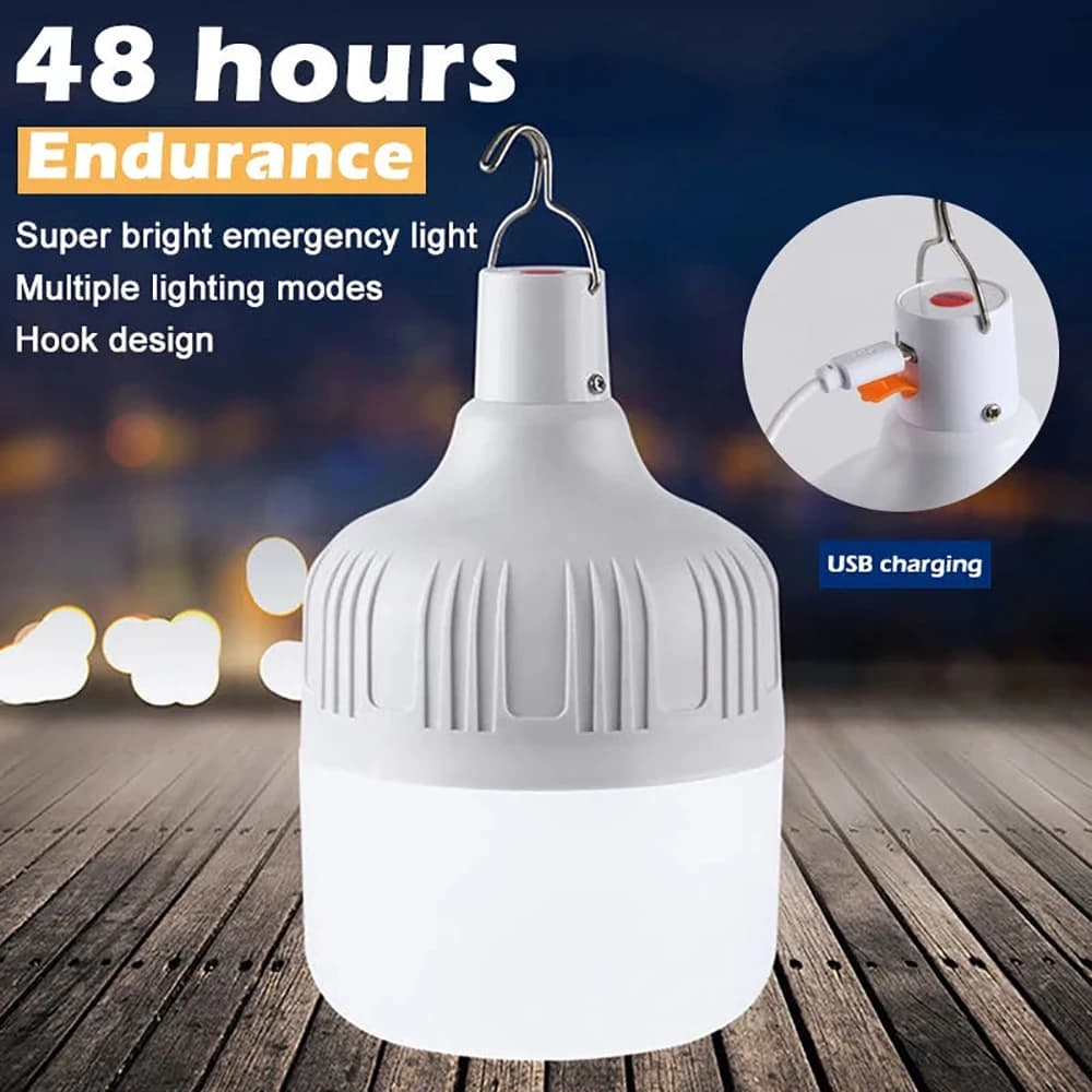 Portable Camping LED Lights Emergency Bulb Lights USB Rechargeable Bright Flashlight Outdoor Lantern with Hook