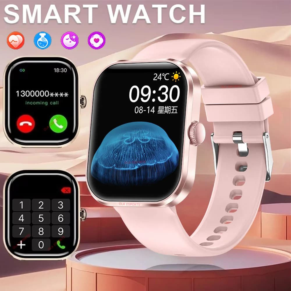 2025 Nuovo Smart Watch Bluetooth Chiamata Messaggio Promemoria Monitoraggio della salute 24 ore Assistente vocale Smart Watch Regalo per uomini e donne