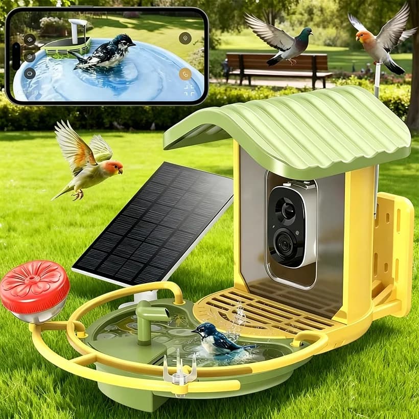 Smart Bird Feeder Camera 2K HD AI Visual Wireless Outdoor Solar Powered Eco-Friendly Durable Bird Watching APP Control Night
